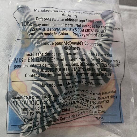 1998 McDonalds Disney Animal Kingdom Zebra New in Package 8 - Picture 2 of 2